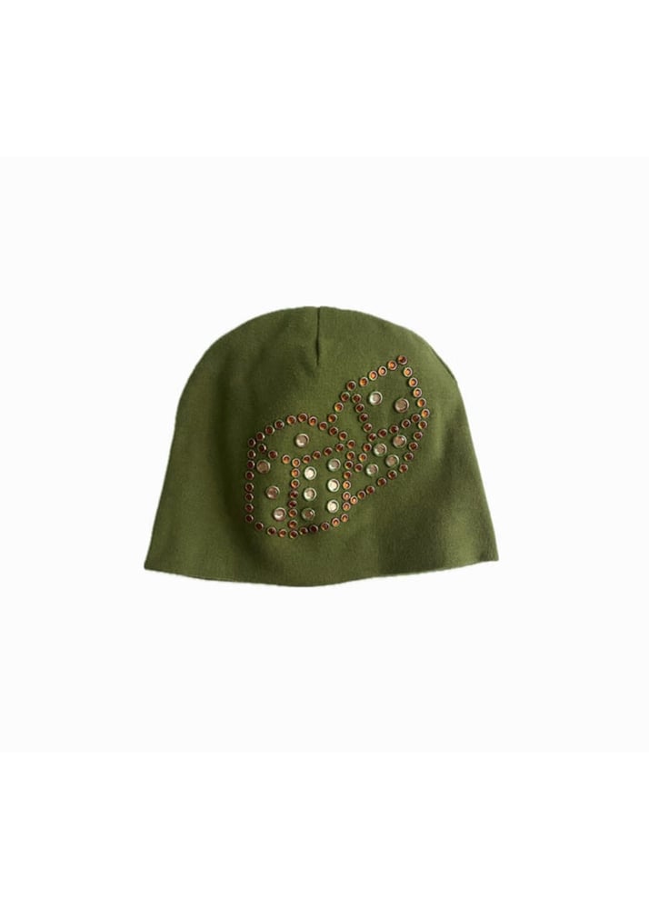 Image of RHINESTONE DICE BEANIE (GREEN)
