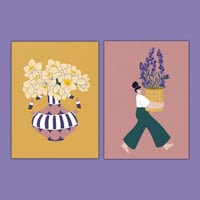 Image 1 of Lot cartes postales A6 - Jonquilles et lavande