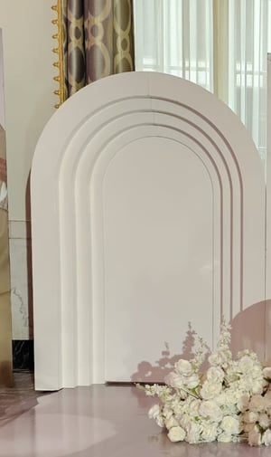 Image of 3 D Rainbow  backdrop n shape , white wood 