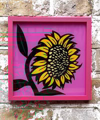 Image 7 of Sunflowers - Set of 4 or individual - Framed Reverse Painted and Gold Gilded Glass