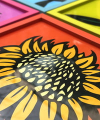 Image 4 of Sunflowers - Set of 4 or individual - Framed Reverse Painted and Gold Gilded Glass
