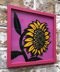 Image 8 of Sunflowers - Set of 4 or individual - Framed Reverse Painted and Gold Gilded Glass