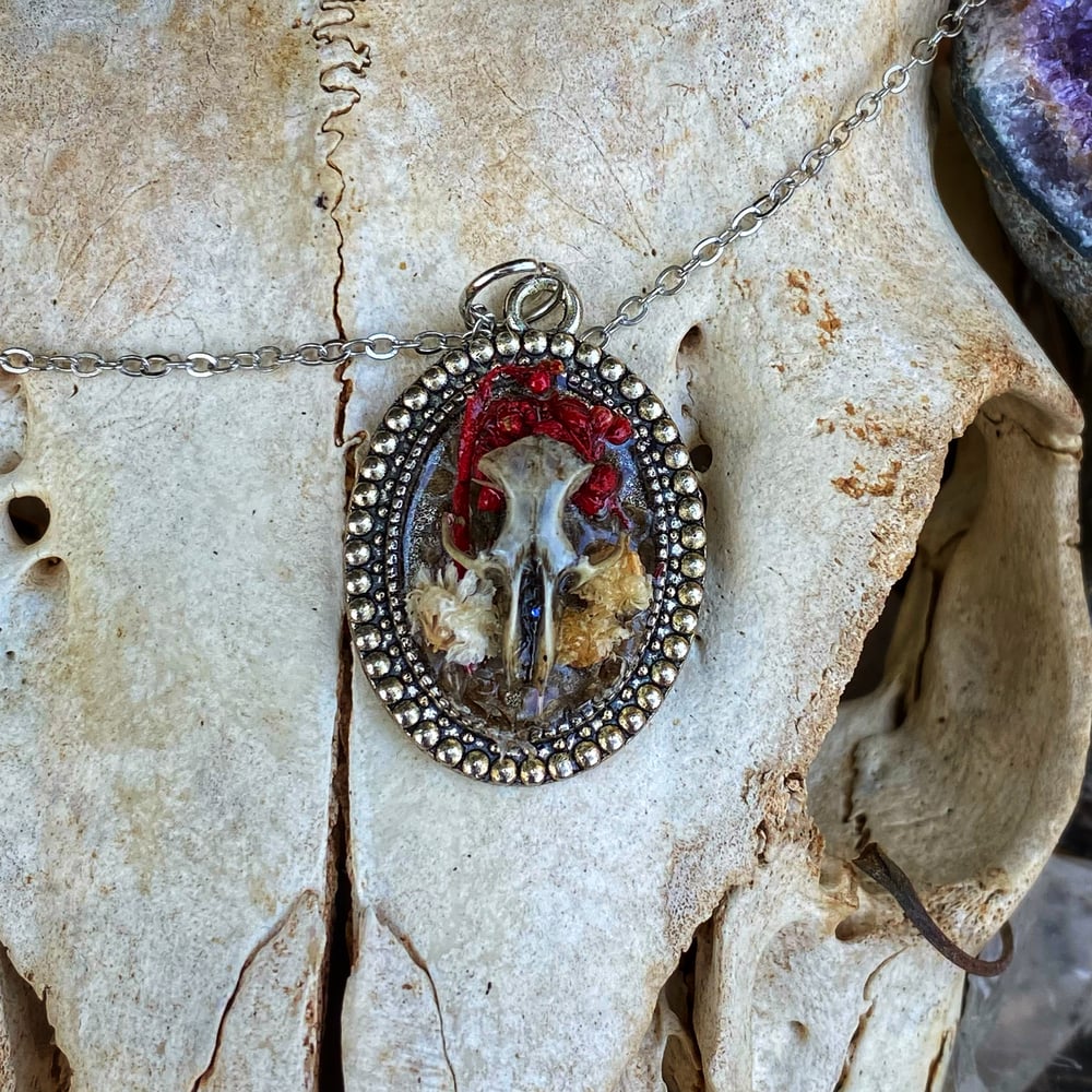 Image of Shrew Skull Pendant with Flowers