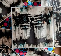 Image 3 of Abstract American Flag Vinyl Sticker - 3 in.