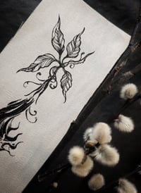 Image 2 of Sacred Datura - screen printed patch with black ink on cream-white canvas - ca. 19 x 9,5 cm.