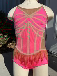 Image 1 of Coral and Gold Fringe Suit