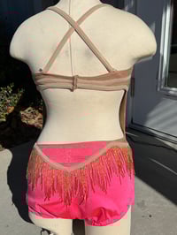 Image 2 of Coral and Gold Fringe Suit