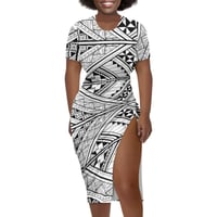 Image 1 of Women's Hawaiian Tribal Design Sheath Split Dress