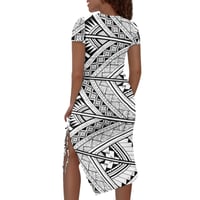 Image 2 of Women's Hawaiian Tribal Design Sheath Split Dress