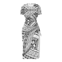 Image 3 of Women's Hawaiian Tribal Design Sheath Split Dress