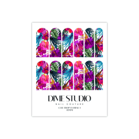 Image 2 of CLEAR HOT PINK TROPICAL HIBISCUS NAIL DECALS 