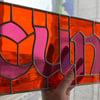 Stained Glass CUNT - bright pink & orange