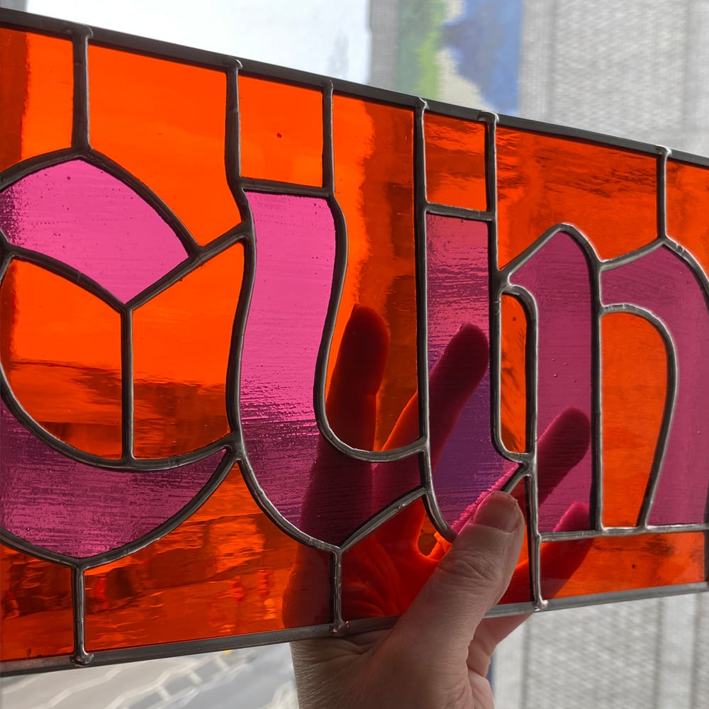 Stained Glass CUNT - bright pink & orange