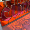 Stained Glass CUNT - bright pink & orange