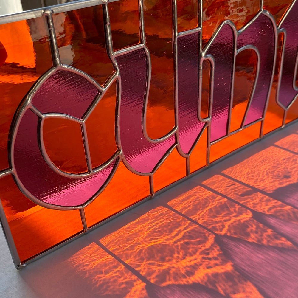 Stained Glass CUNT - bright pink & orange