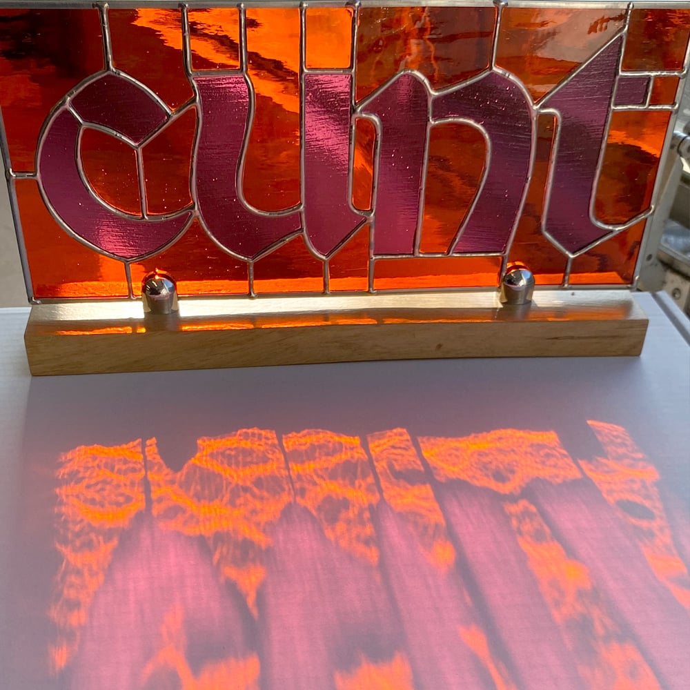 Stained Glass CUNT - bright pink & orange