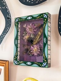 Image 4 of Periodical and Annual Cicadas in Handpainted Folk Shadowbox Frame