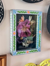 Image 3 of European Giant Hornet and Yellow Jacket Wasp in Handpainted Folk Shadowbox Frame