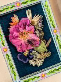 Image 1 of European Giant Hornet and Yellow Jacket Wasp in Handpainted Folk Shadowbox Frame