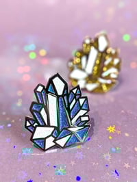 Image 4 of Sky Blue or Gold Glitter Crystal Cluster Hard Enamel Pin Seconds