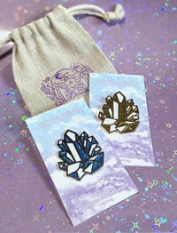 Image 5 of Sky Blue or Gold Glitter Crystal Cluster Hard Enamel Pin Seconds