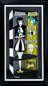 Framed Giclee canvas print. Creature of the night Barbie. Framed at 30"x15". Free shipping,