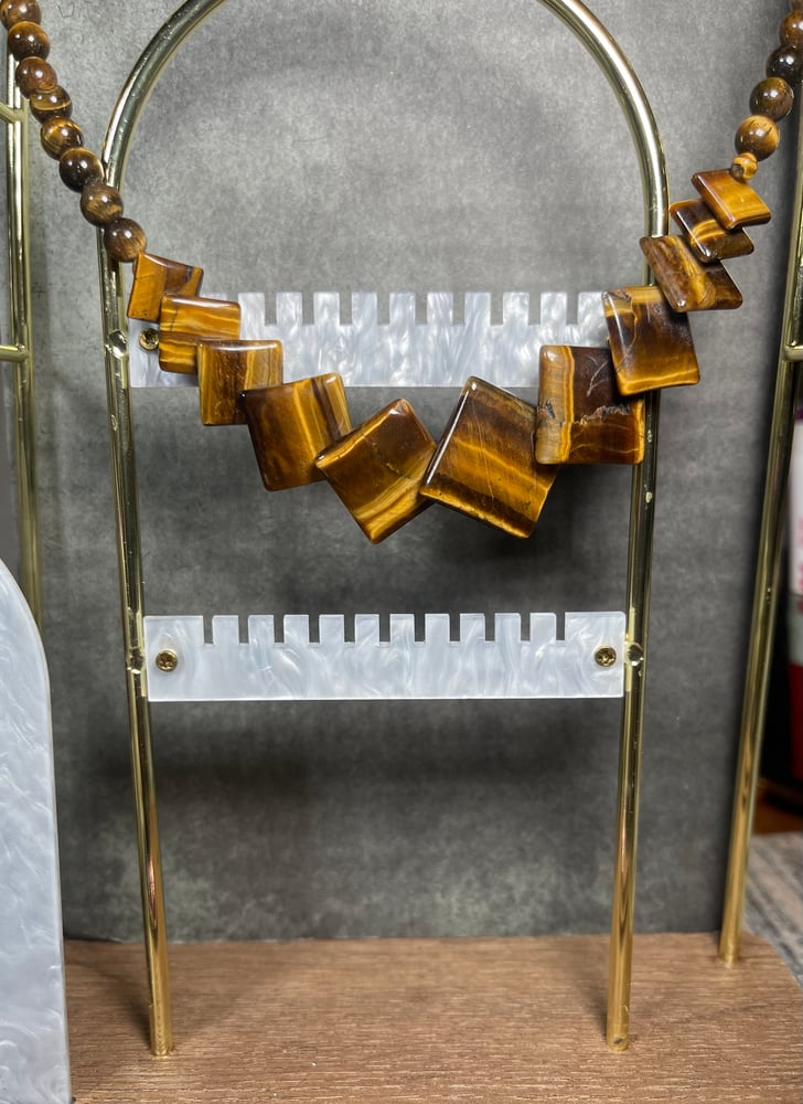 Image of Tiger's Eye Rhombus Geometric Necklace