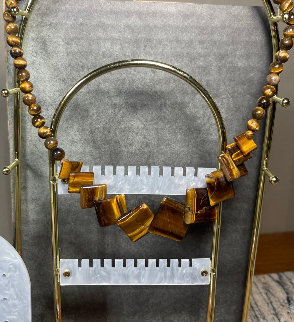 Image of Tiger's Eye Rhombus Geometric Necklace