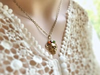 Image 2 of Skull Necklace - Sugar Skull, Antique Gold-Tone Gothic Skeleton Jewelry, Medieval Day of the Dead 