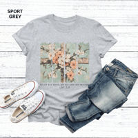 Image 2 of Inspirational Floral T-Shirt - 'My Sin Was Great, But His Love Was Greater'