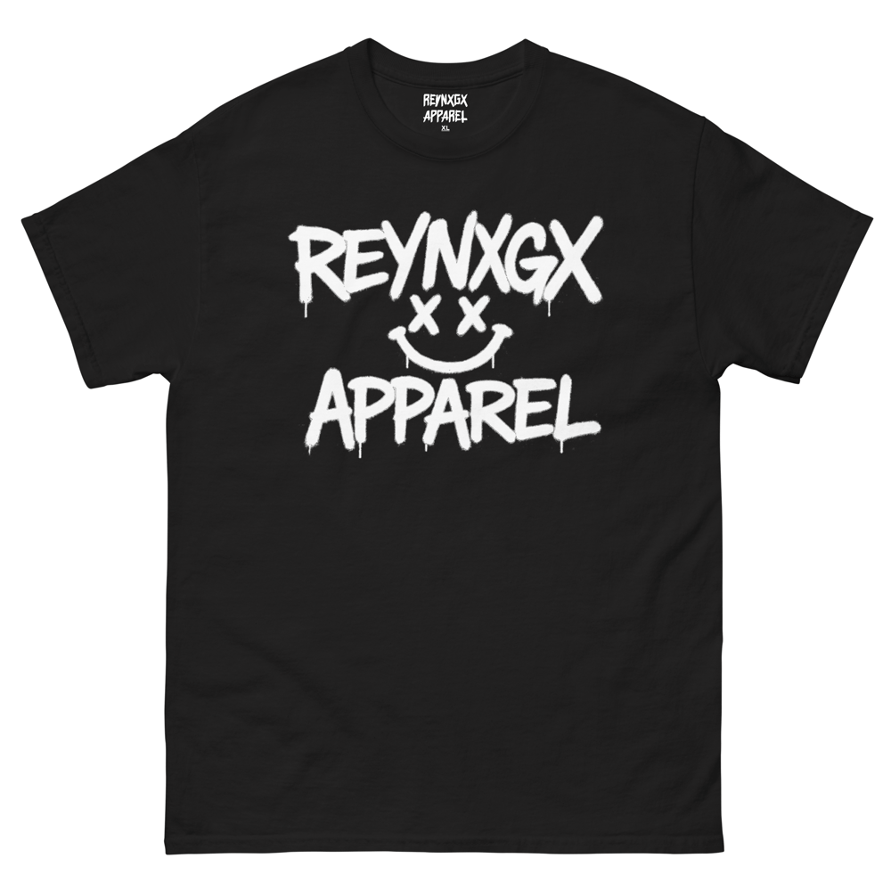 Smiley Face white on black T Shirt
