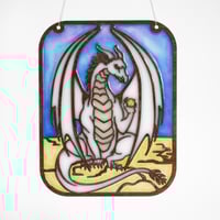 Image 2 of Dragon Art Panel - Handcrafted Resin and Wood Suncatcher for Fantasy Enthusiasts 