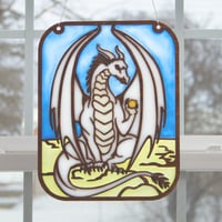 Image 1 of Dragon Art Panel - Handcrafted Resin and Wood Suncatcher for Fantasy Enthusiasts 