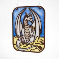Image 3 of Dragon Art Panel - Handcrafted Resin and Wood Suncatcher for Fantasy Enthusiasts 