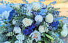Royal Blue & White Casket Spray