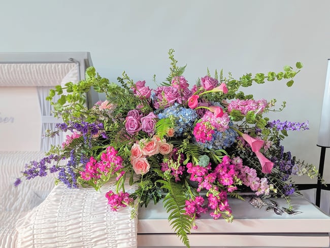 Purple Jewels Casket Spray