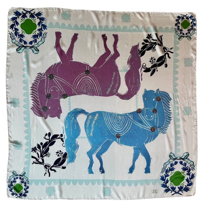 Image of Horse Satin Silk Scarf by LAUREN McINTOSH