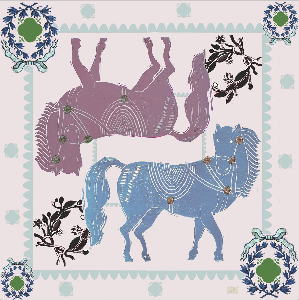Image of Horse Satin Silk Scarf by LAUREN McINTOSH
