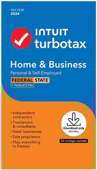 TurboTax Home & Bus 2024 Tax Software Fed & State Tax Win & Mac CODE