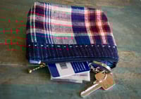 Image 3 of Handwoven Fabric Small Zipper Pouch – Vintage Cotton, Coin and Card Purse