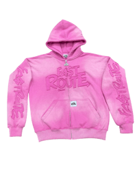 Image 1 of Pink “Chasers” Zip-Up Hoodie