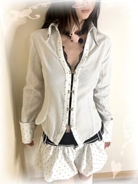 Image 1 of Waist-cinching striped shirt