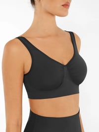 Image 1 of Seamless Shaping Bra with Wide Shoulder Straps / Back - BLACK
