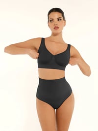 Image 3 of Seamless Shaping Bra with Wide Shoulder Straps / Back - BLACK