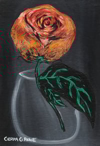 Image 1 of 'Night of Orange Moon' - Acrylic on Canvas Panel, 5x7 Framed
