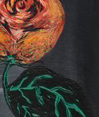 Image 3 of 'Night of Orange Moon' - Acrylic on Canvas Panel, 5x7 Framed