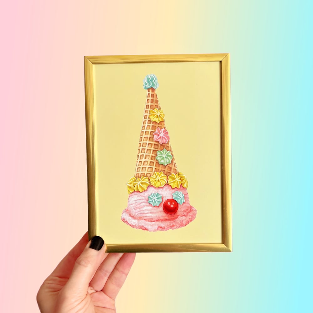 Image of Clown cone 5x7 mini print (yellow) 