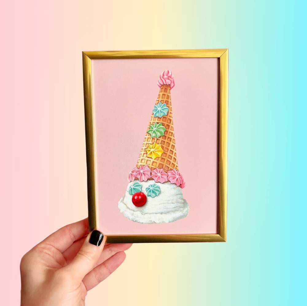 Image of Clown cone 5x7 mini print (pink)