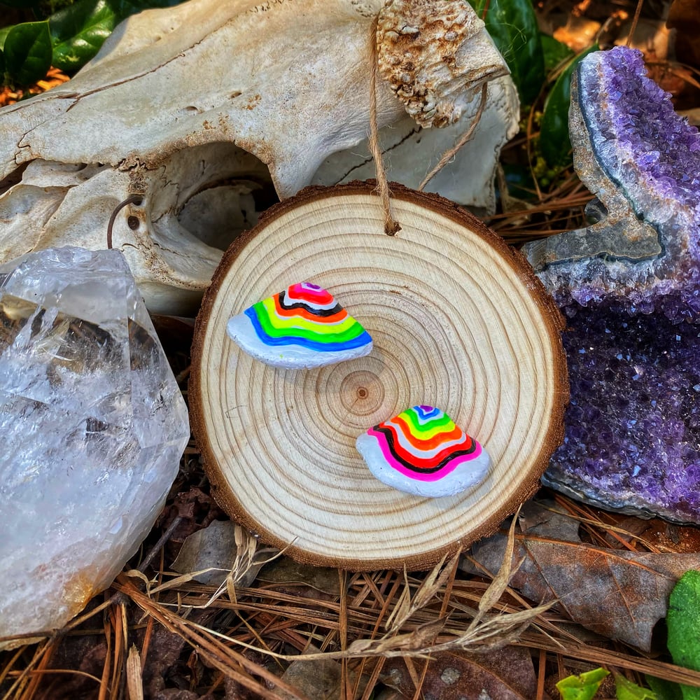 Image of Mini UV Reactive Turkey Tail Mushroom Decor 