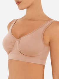 Image 1 of Seamless Shaping Bra with Wide Shoulder Straps / Back - BEIGE